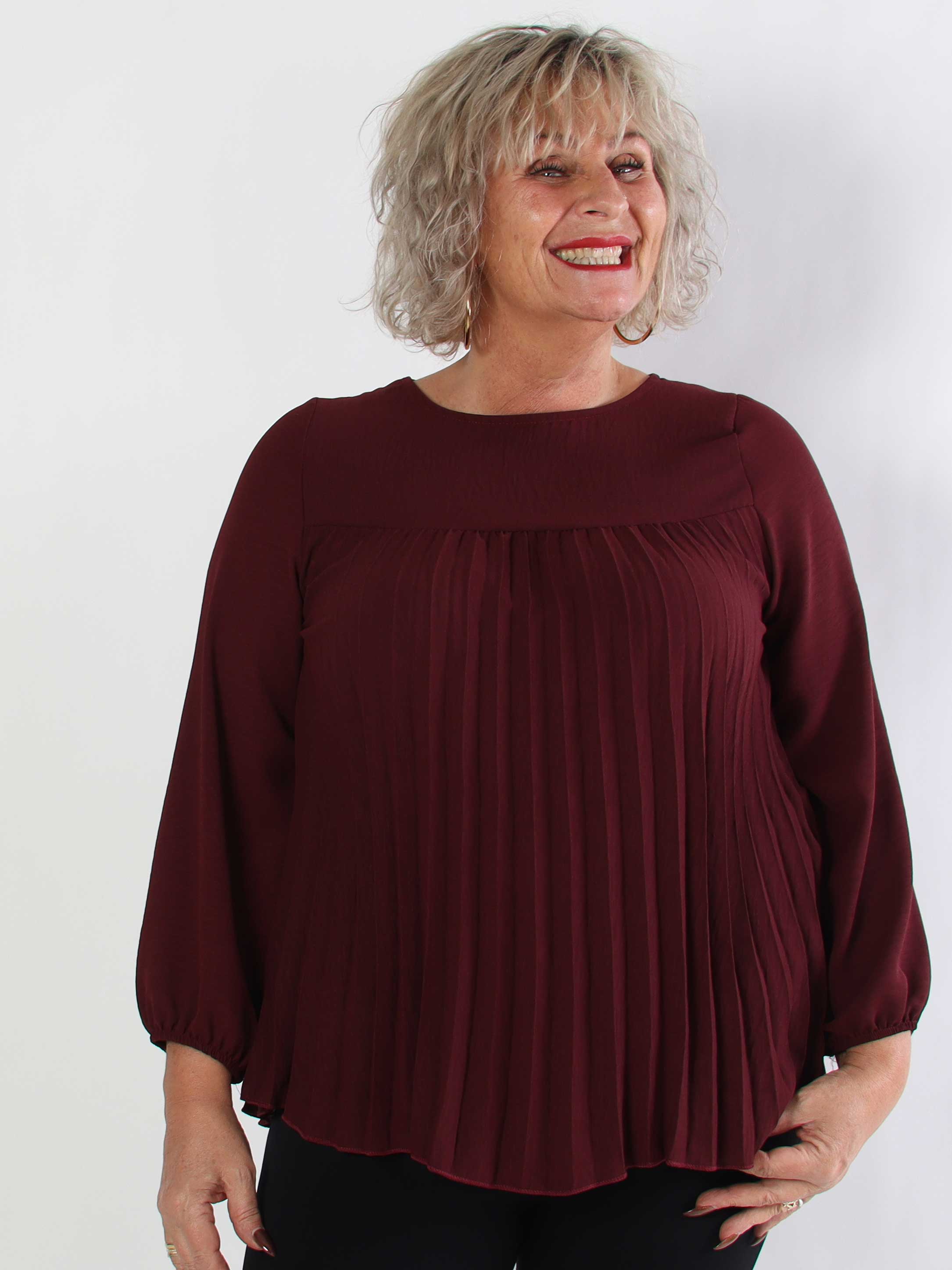 Nancy Shirt L/S - Sød plus size bluse med plisseringer
